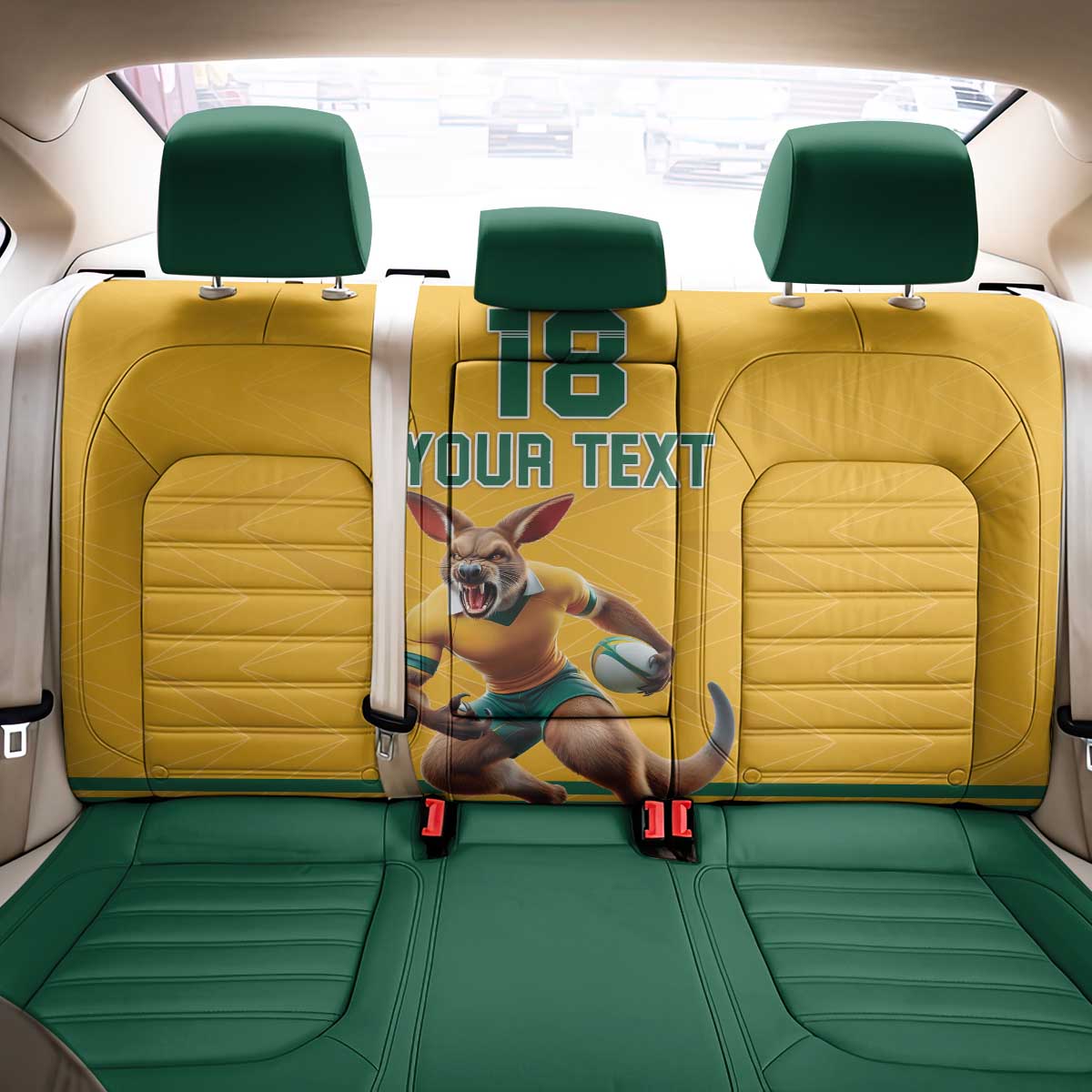 Custom Australia Rugby Back Car Seat Cover Wallabies Mascot Sporty Style - Wonder Print Shop