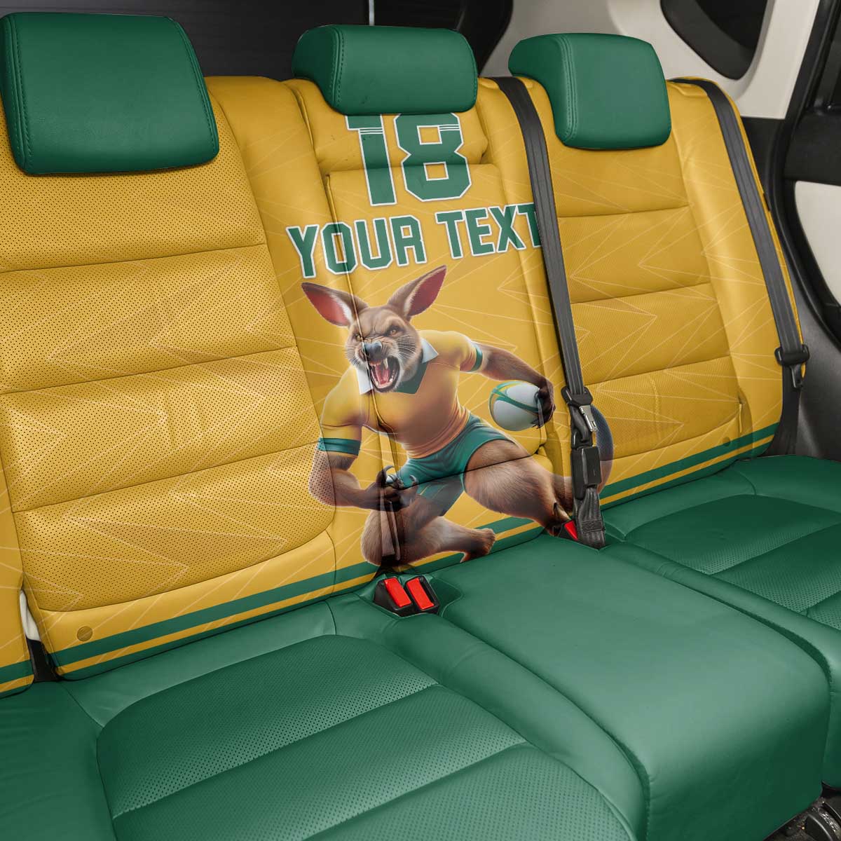 Custom Australia Rugby Back Car Seat Cover Wallabies Mascot Sporty Style - Wonder Print Shop