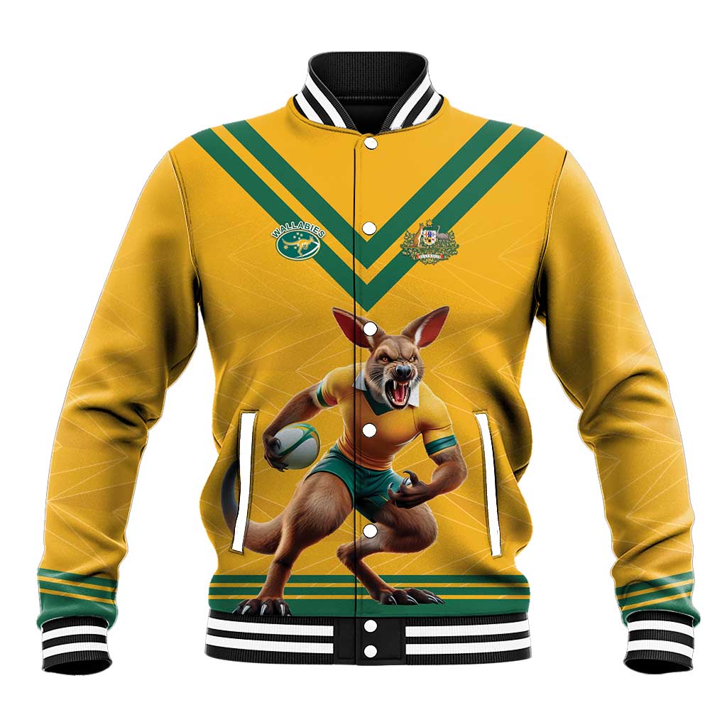 Custom Australia Rugby Baseball Jacket Wallabies Mascot Sporty Style - Wonder Print Shop