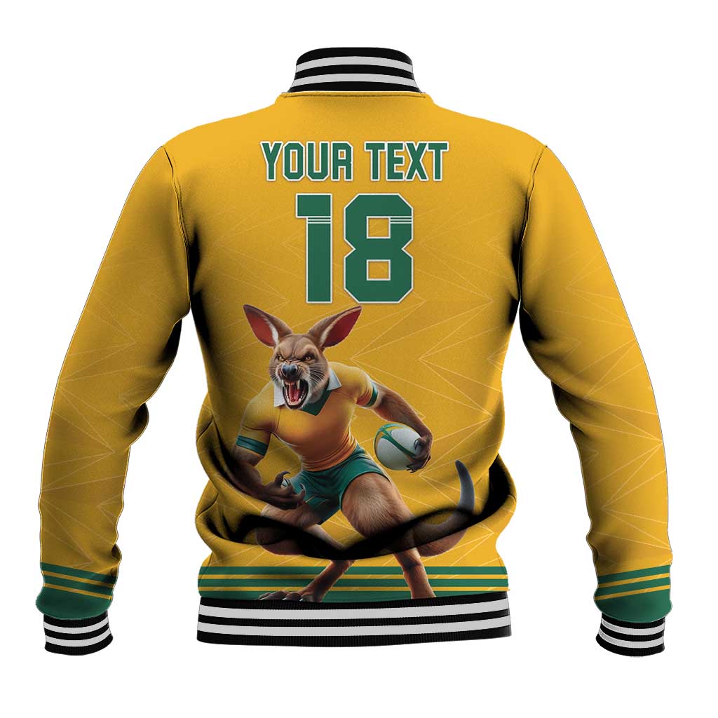 Custom Australia Rugby Baseball Jacket Wallabies Mascot Sporty Style - Wonder Print Shop