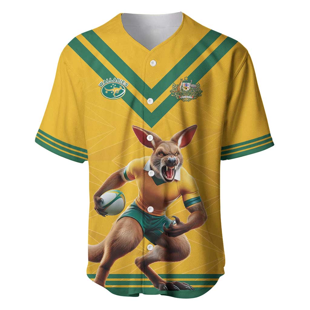 Custom Australia Rugby Baseball Jersey Wallabies Mascot Sporty Style - Wonder Print Shop