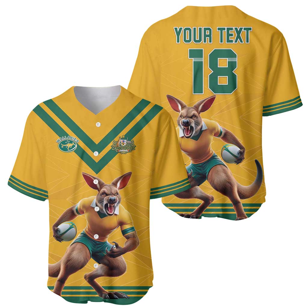 Custom Australia Rugby Baseball Jersey Wallabies Mascot Sporty Style - Wonder Print Shop