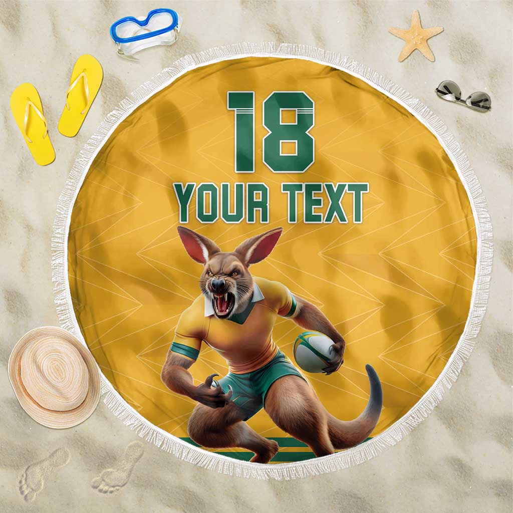 Custom Australia Rugby Beach Blanket Wallabies Mascot Sporty Style - Wonder Print Shop