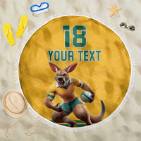 Custom Australia Rugby Beach Blanket Wallabies Mascot Sporty Style - Wonder Print Shop