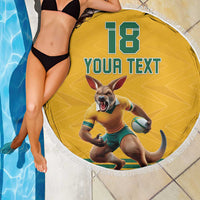 Custom Australia Rugby Beach Blanket Wallabies Mascot Sporty Style - Wonder Print Shop