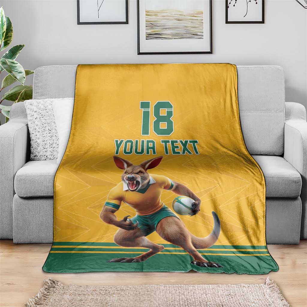 Custom Australia Rugby Blanket Wallabies Mascot Sporty Style - Wonder Print Shop