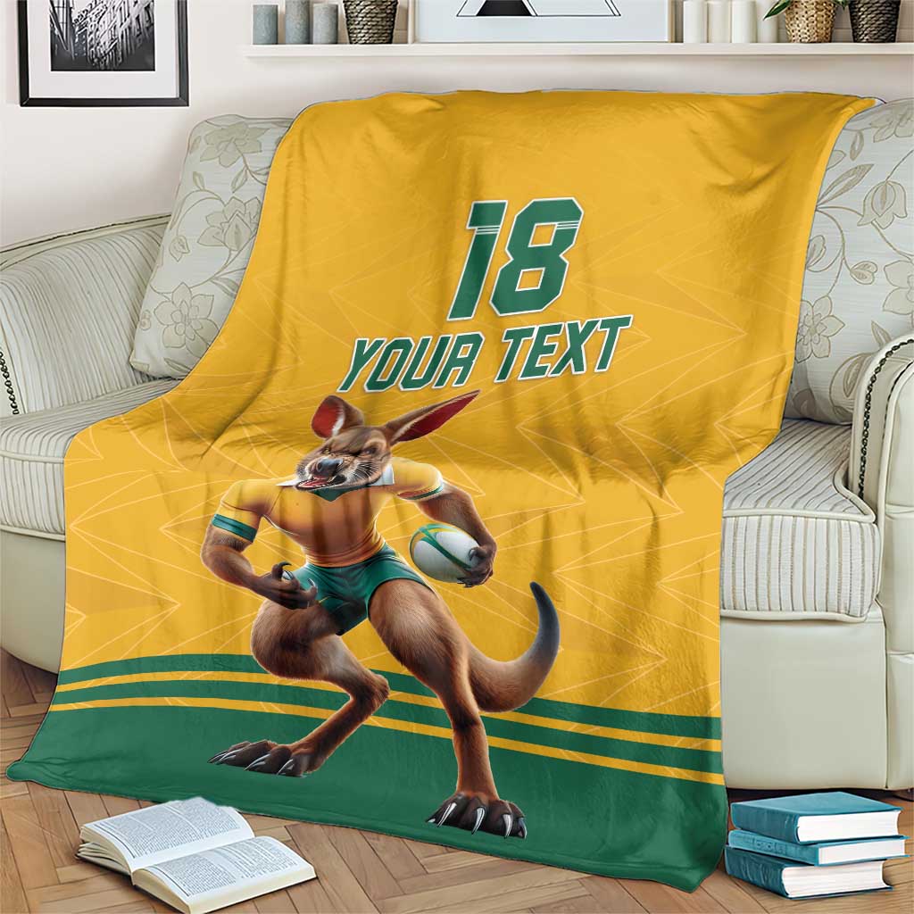 Custom Australia Rugby Blanket Wallabies Mascot Sporty Style - Wonder Print Shop
