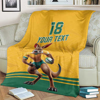 Custom Australia Rugby Blanket Wallabies Mascot Sporty Style - Wonder Print Shop