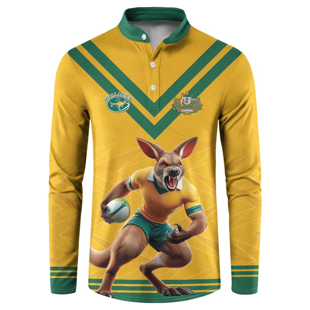 Custom Australia Rugby Button Sweatshirt Wallabies Mascot Sporty Style - Wonder Print Shop