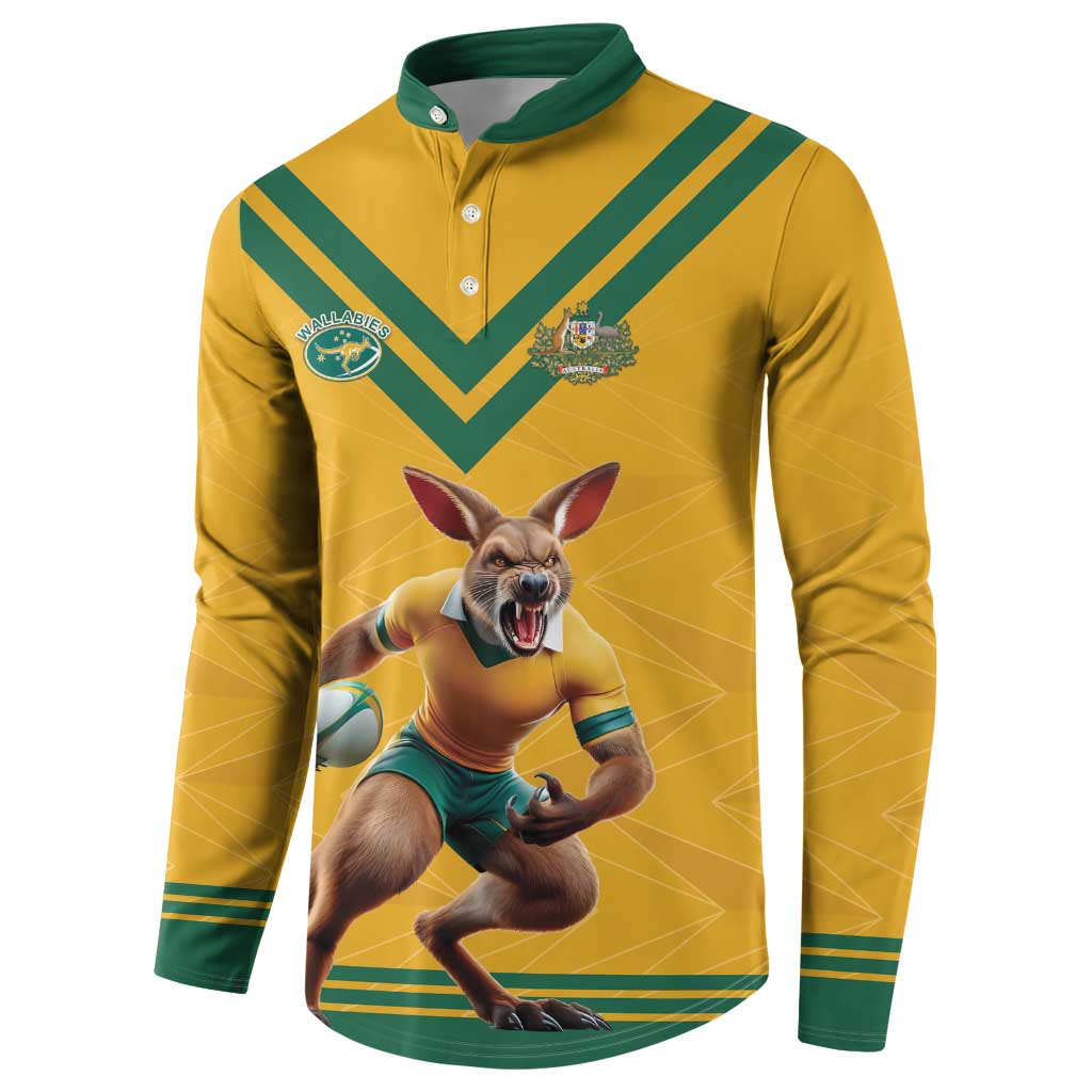 Custom Australia Rugby Button Sweatshirt Wallabies Mascot Sporty Style - Wonder Print Shop
