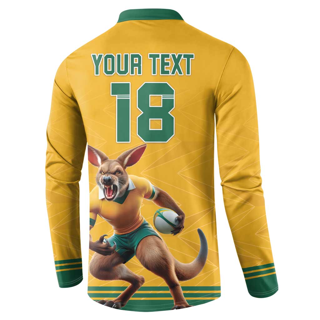 Custom Australia Rugby Button Sweatshirt Wallabies Mascot Sporty Style - Wonder Print Shop
