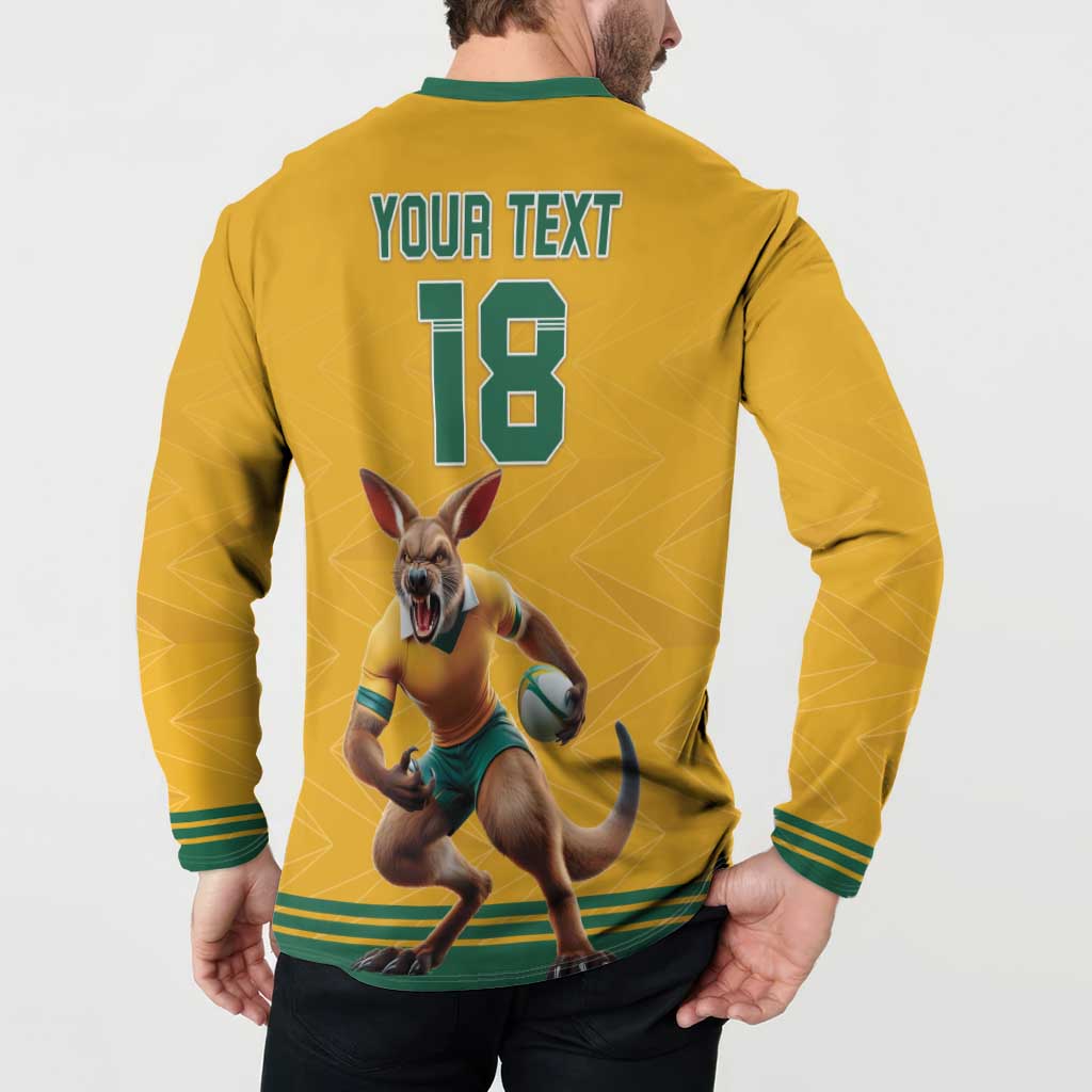 Custom Australia Rugby Button Sweatshirt Wallabies Mascot Sporty Style - Wonder Print Shop