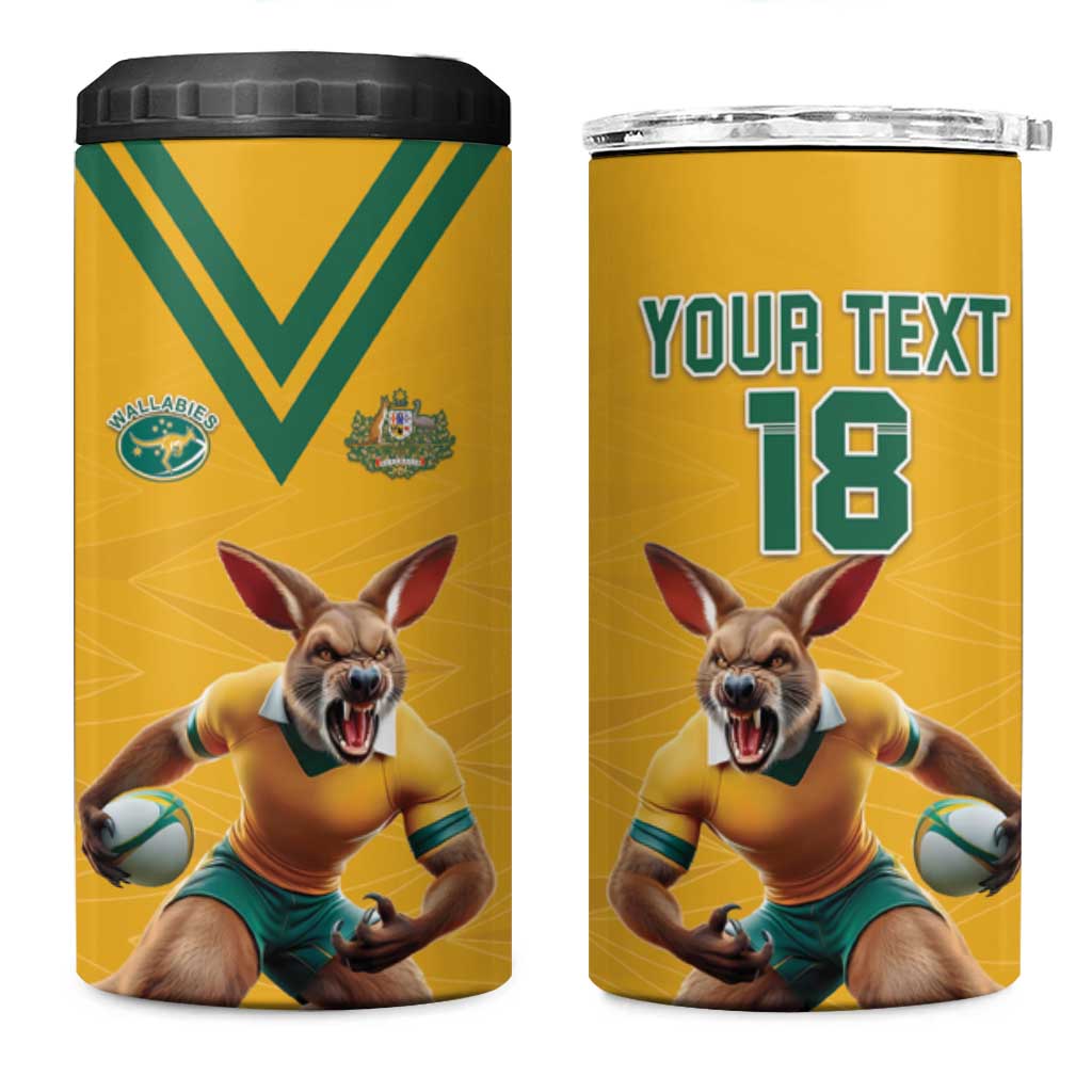 Custom Australia Rugby 4 in 1 Can Cooler Tumbler Wallabies Mascot Sporty Style - Wonder Print Shop