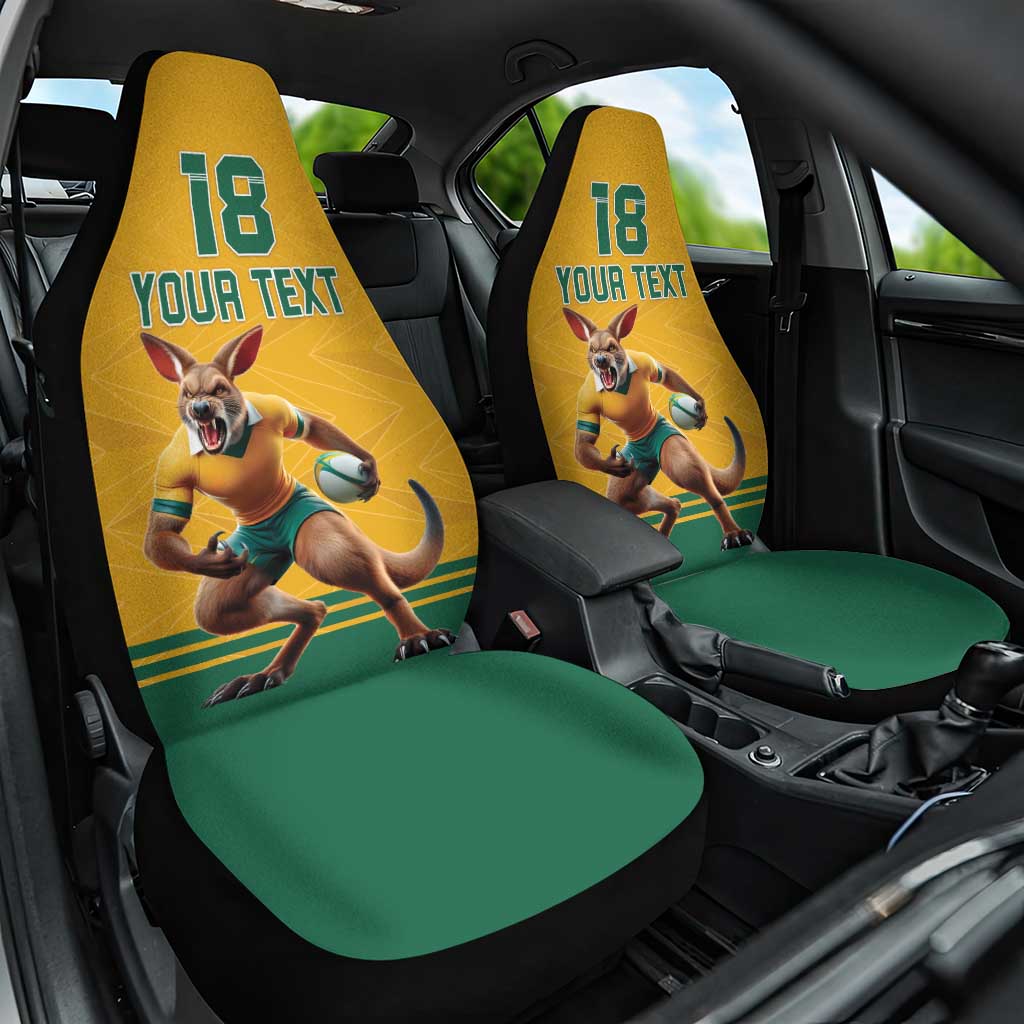Custom Australia Rugby Car Seat Cover Wallabies Mascot Sporty Style - Wonder Print Shop