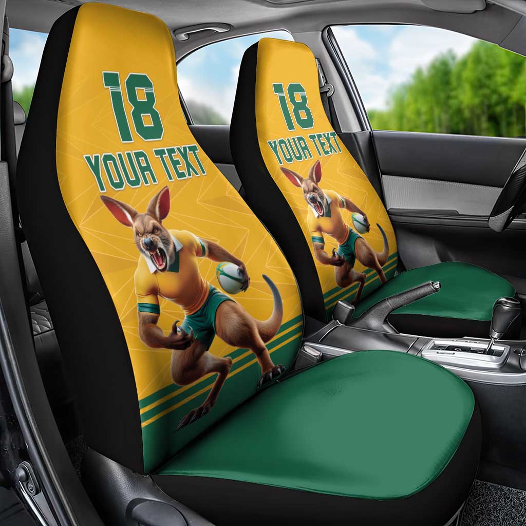 Custom Australia Rugby Car Seat Cover Wallabies Mascot Sporty Style - Wonder Print Shop