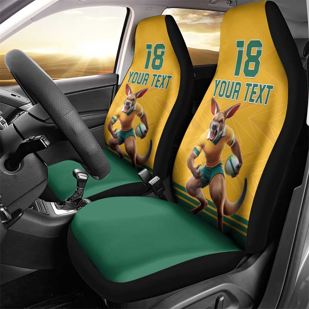Custom Australia Rugby Car Seat Cover Wallabies Mascot Sporty Style - Wonder Print Shop