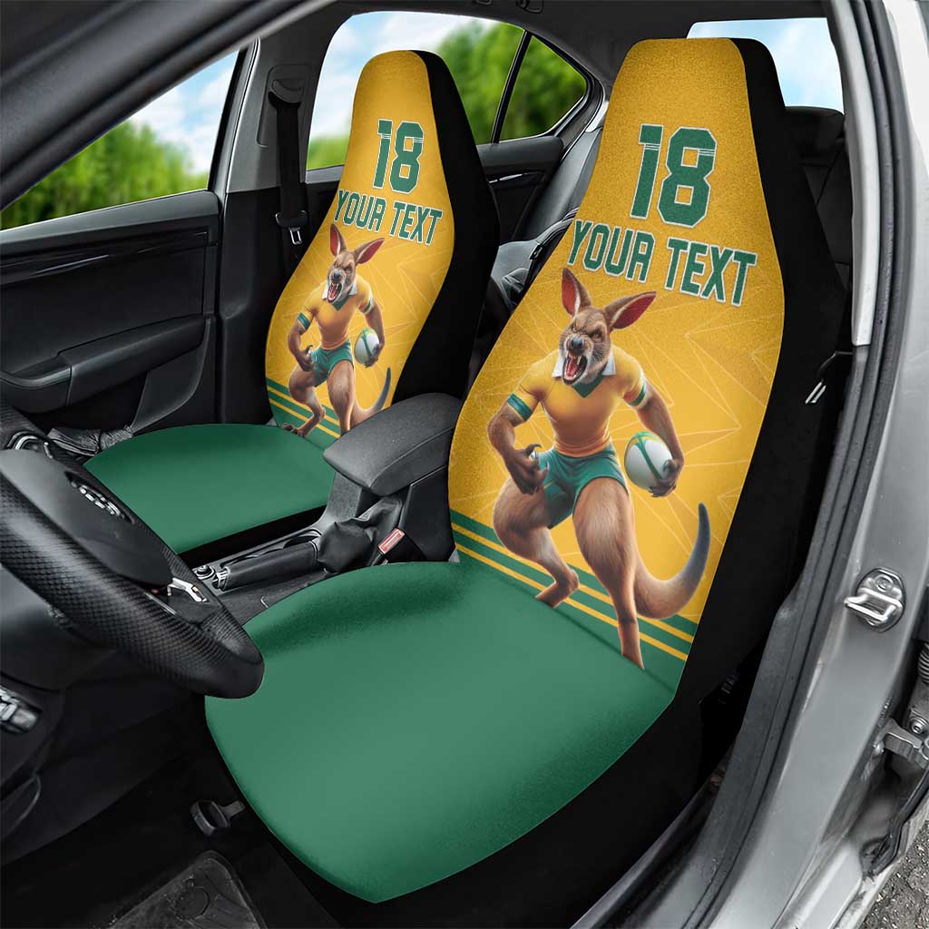Custom Australia Rugby Car Seat Cover Wallabies Mascot Sporty Style - Wonder Print Shop