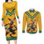 Custom Australia Rugby Couples Matching Long Sleeve Bodycon Dress and Long Sleeve Button Shirt Wallabies Mascot Sporty Style - Wonder Print Shop