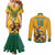 Custom Australia Rugby Couples Matching Mermaid Dress and Long Sleeve Button Shirt Wallabies Mascot Sporty Style - Wonder Print Shop