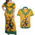 Custom Australia Rugby Couples Matching Off Shoulder Maxi Dress and Hawaiian Shirt Wallabies Mascot Sporty Style - Wonder Print Shop