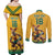 Custom Australia Rugby Couples Matching Off Shoulder Maxi Dress and Long Sleeve Button Shirt Wallabies Mascot Sporty Style - Wonder Print Shop
