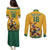Custom Australia Rugby Couples Matching Puletasi and Long Sleeve Button Shirt Wallabies Mascot Sporty Style - Wonder Print Shop
