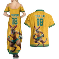 Custom Australia Rugby Couples Matching Summer Maxi Dress and Hawaiian Shirt Wallabies Mascot Sporty Style - Wonder Print Shop