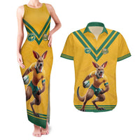 Custom Australia Rugby Couples Matching Tank Maxi Dress and Hawaiian Shirt Wallabies Mascot Sporty Style - Wonder Print Shop