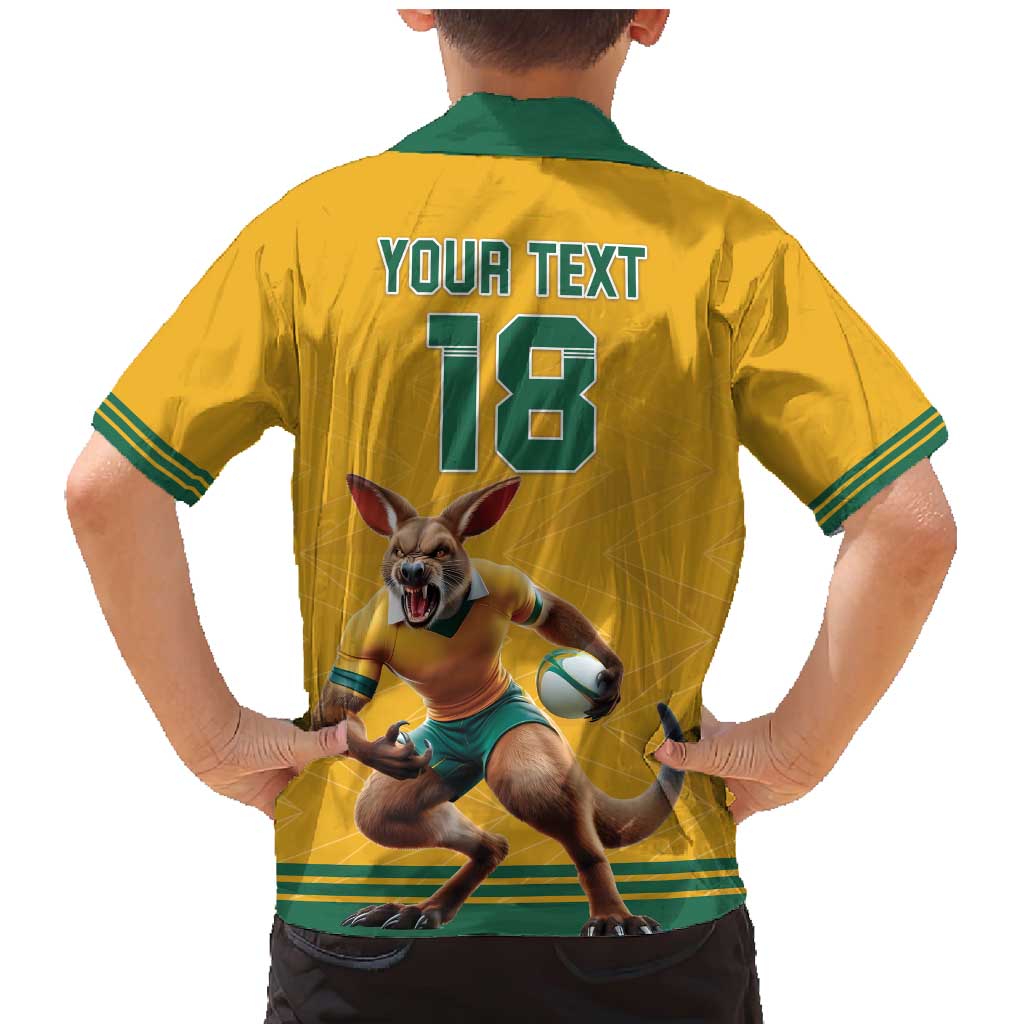 Custom Australia Rugby Family Matching Mermaid Dress and Hawaiian Shirt Wallabies Mascot Sporty Style - Wonder Print Shop