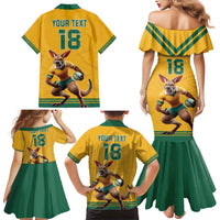 Custom Australia Rugby Family Matching Mermaid Dress and Hawaiian Shirt Wallabies Mascot Sporty Style - Wonder Print Shop