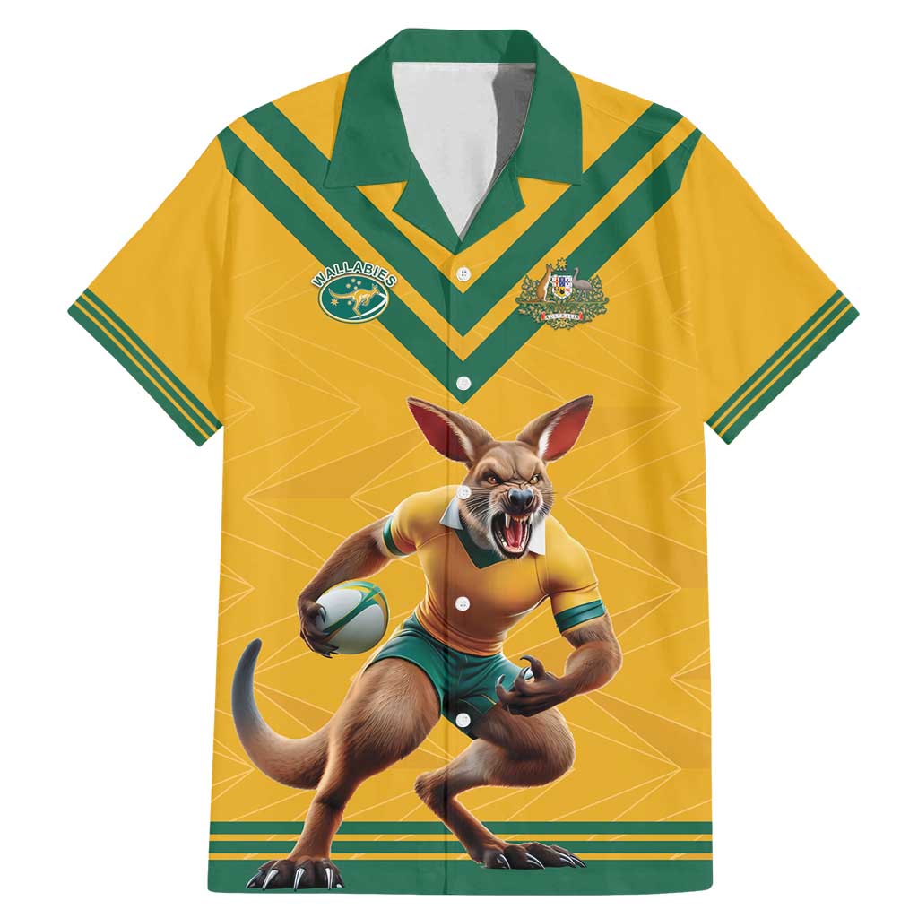 Custom Australia Rugby Family Matching Mermaid Dress and Hawaiian Shirt Wallabies Mascot Sporty Style - Wonder Print Shop
