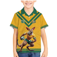 Custom Australia Rugby Family Matching Mermaid Dress and Hawaiian Shirt Wallabies Mascot Sporty Style - Wonder Print Shop