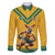 Custom Australia Rugby Family Matching Off The Shoulder Long Sleeve Dress and Hawaiian Shirt Wallabies Mascot Sporty Style - Wonder Print Shop