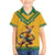 Custom Australia Rugby Family Matching Off The Shoulder Long Sleeve Dress and Hawaiian Shirt Wallabies Mascot Sporty Style - Wonder Print Shop