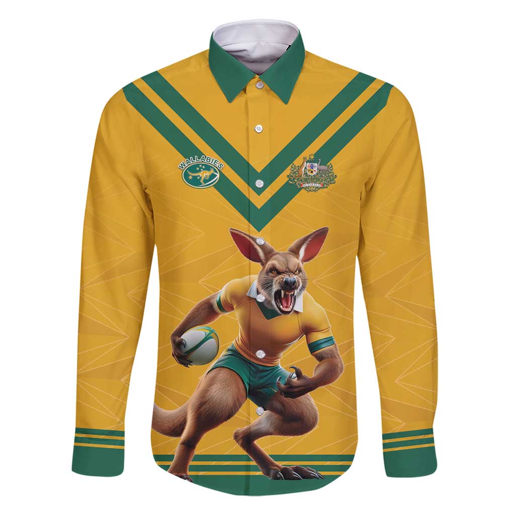 Custom Australia Rugby Family Matching Off Shoulder Maxi Dress and Hawaiian Shirt Wallabies Mascot Sporty Style - Wonder Print Shop