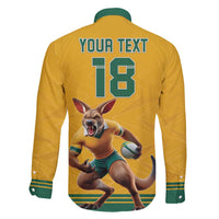 Custom Australia Rugby Family Matching Off Shoulder Short Dress and Hawaiian Shirt Wallabies Mascot Sporty Style - Wonder Print Shop