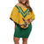 Custom Australia Rugby Family Matching Off Shoulder Short Dress and Hawaiian Shirt Wallabies Mascot Sporty Style - Wonder Print Shop