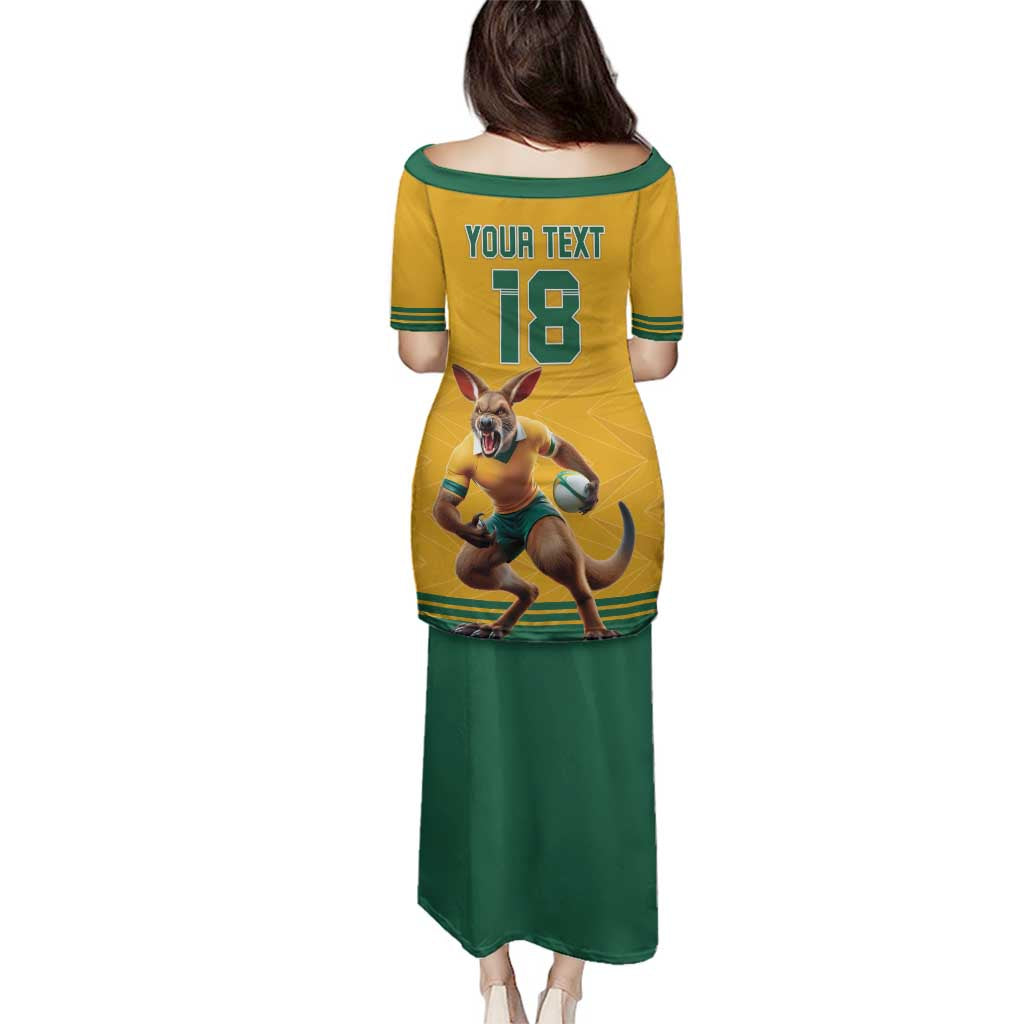 Custom Australia Rugby Family Matching Puletasi and Hawaiian Shirt Wallabies Mascot Sporty Style - Wonder Print Shop