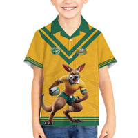 Custom Australia Rugby Family Matching Puletasi and Hawaiian Shirt Wallabies Mascot Sporty Style - Wonder Print Shop
