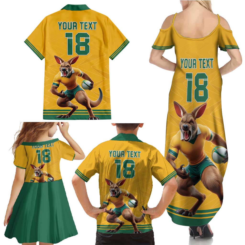 Custom Australia Rugby Family Matching Summer Maxi Dress and Hawaiian Shirt Wallabies Mascot Sporty Style - Wonder Print Shop