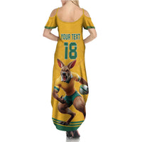 Custom Australia Rugby Family Matching Summer Maxi Dress and Hawaiian Shirt Wallabies Mascot Sporty Style - Wonder Print Shop