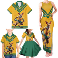 Custom Australia Rugby Family Matching Tank Maxi Dress and Hawaiian Shirt Wallabies Mascot Sporty Style - Wonder Print Shop