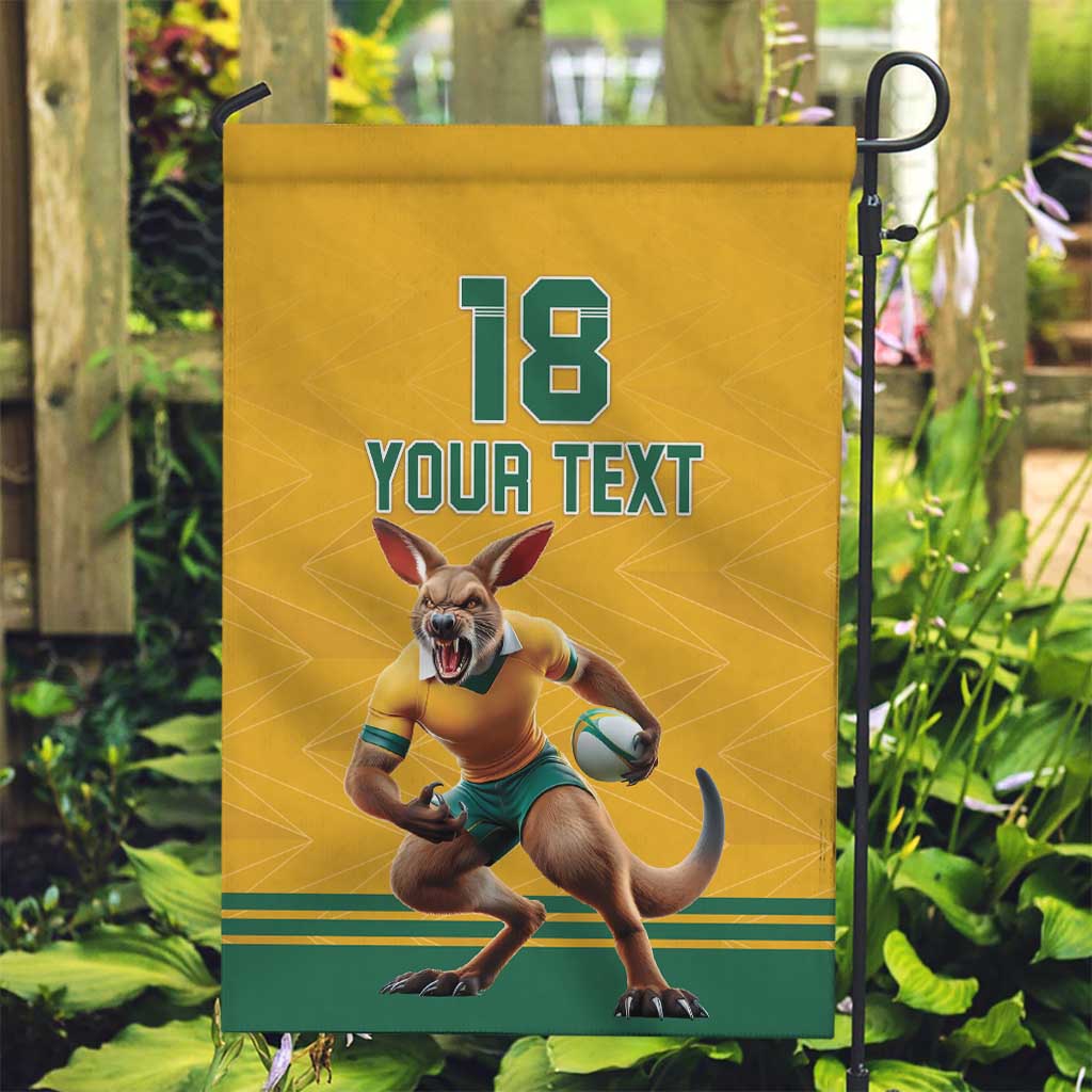 Custom Australia Rugby Garden Flag Wallabies Mascot Sporty Style - Wonder Print Shop