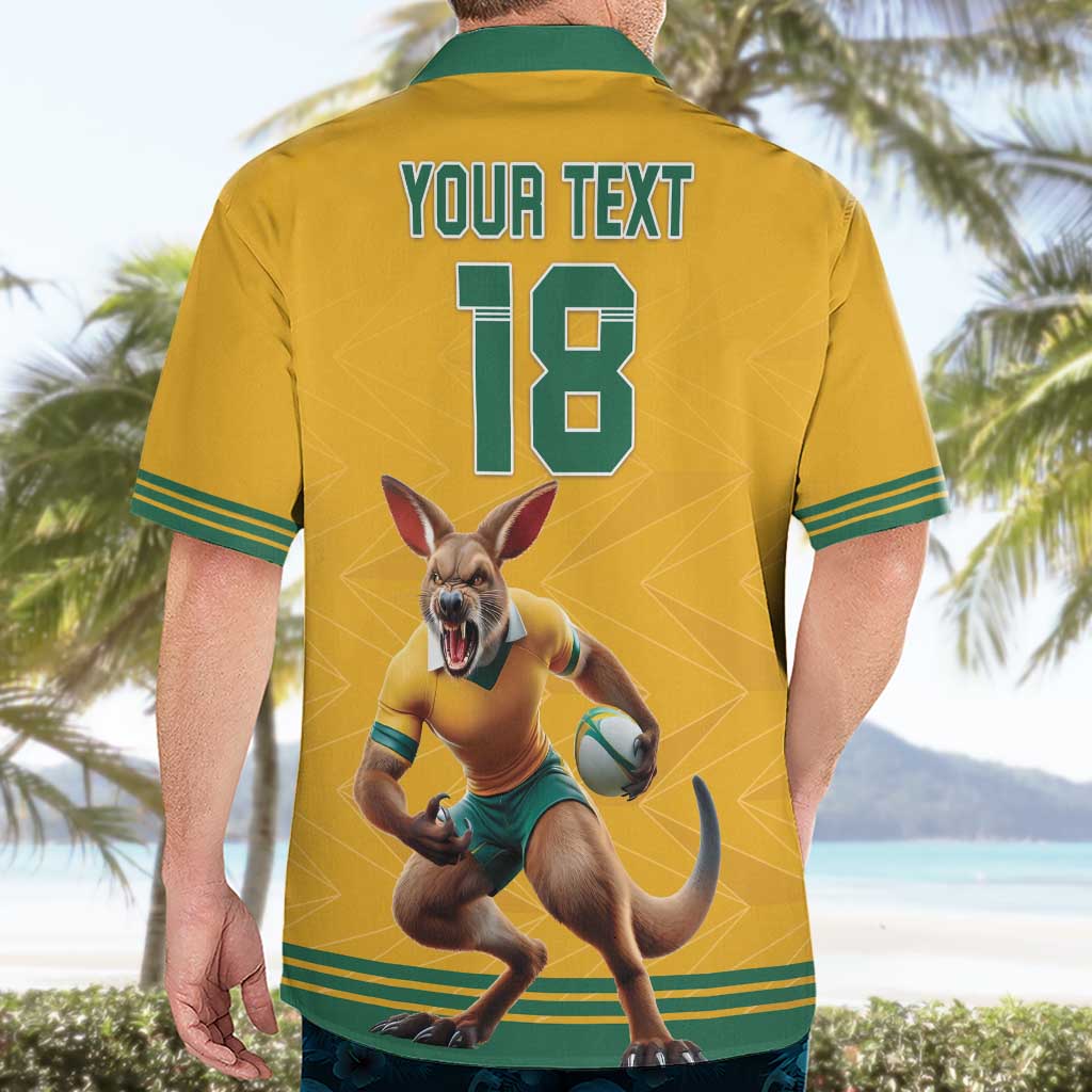 Custom Australia Rugby Hawaiian Shirt Wallabies Mascot Sporty Style - Wonder Print Shop