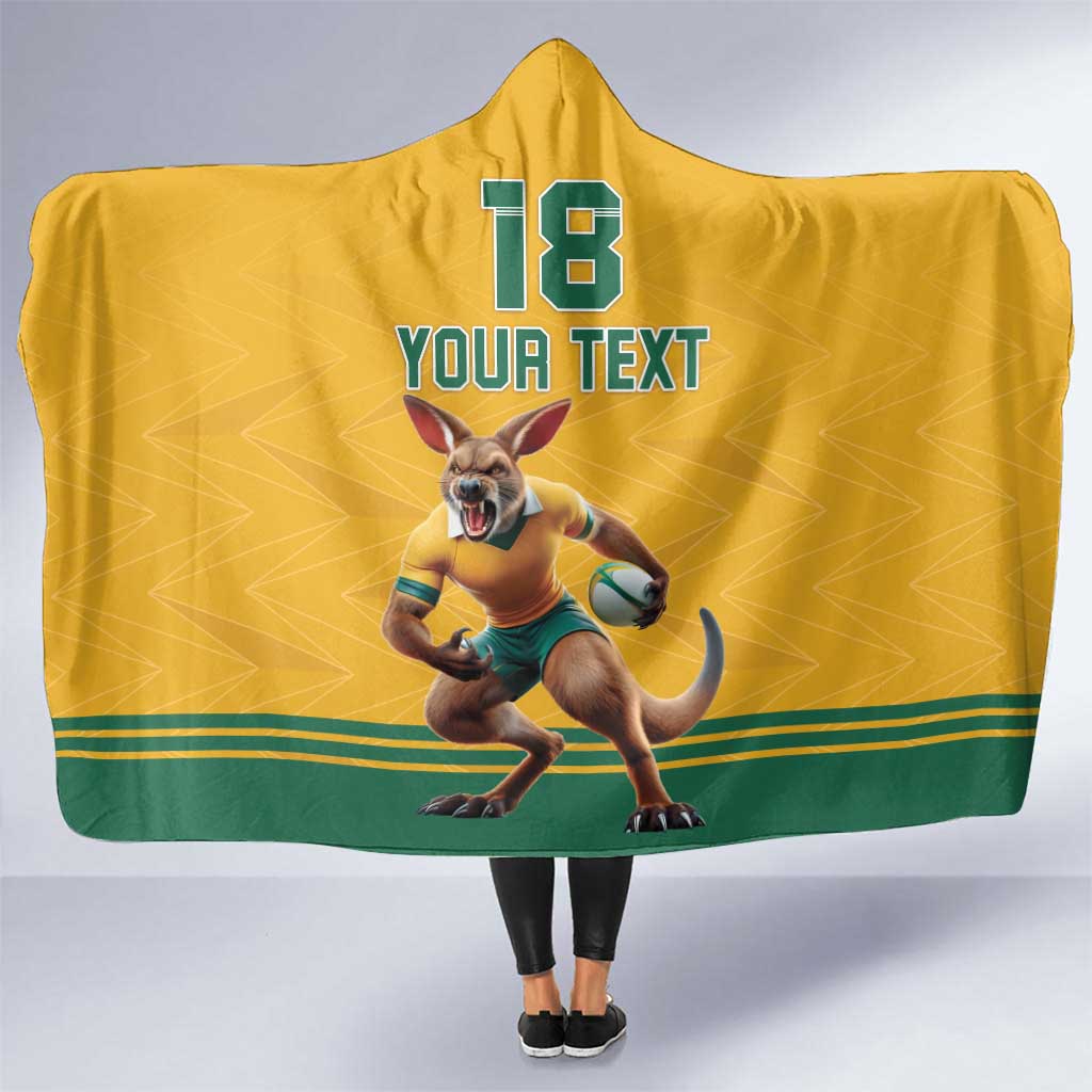 Custom Australia Rugby Hooded Blanket Wallabies Mascot Sporty Style - Wonder Print Shop