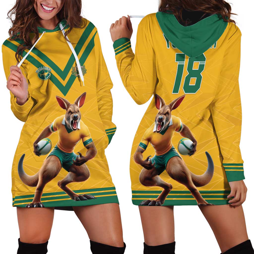 Custom Australia Rugby Hoodie Dress Wallabies Mascot Sporty Style - Wonder Print Shop