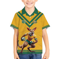 Custom Australia Rugby Kid Hawaiian Shirt Wallabies Mascot Sporty Style - Wonder Print Shop