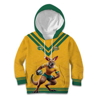 Custom Australia Rugby Kid Hoodie Wallabies Mascot Sporty Style - Wonder Print Shop