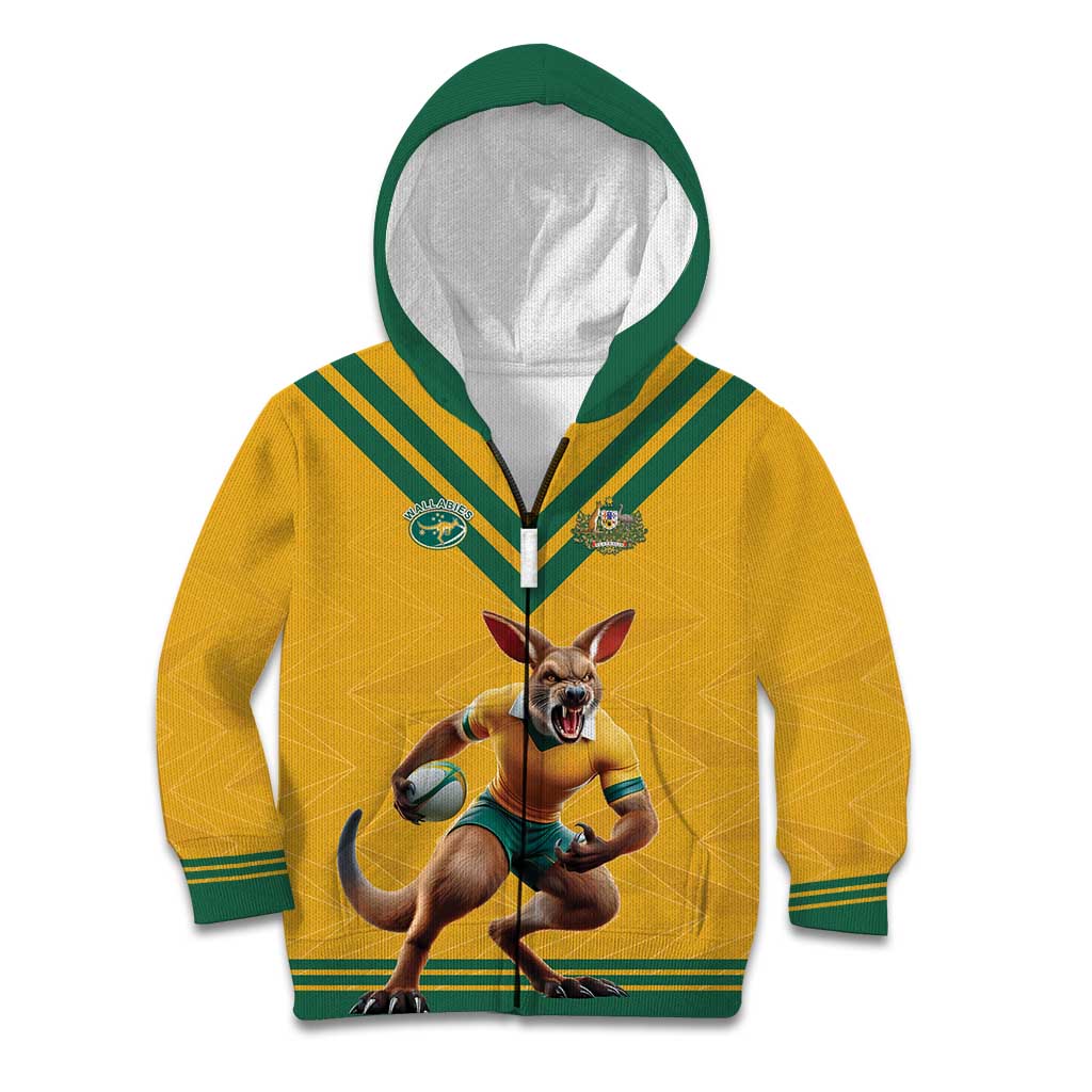 Custom Australia Rugby Kid Hoodie Wallabies Mascot Sporty Style - Wonder Print Shop
