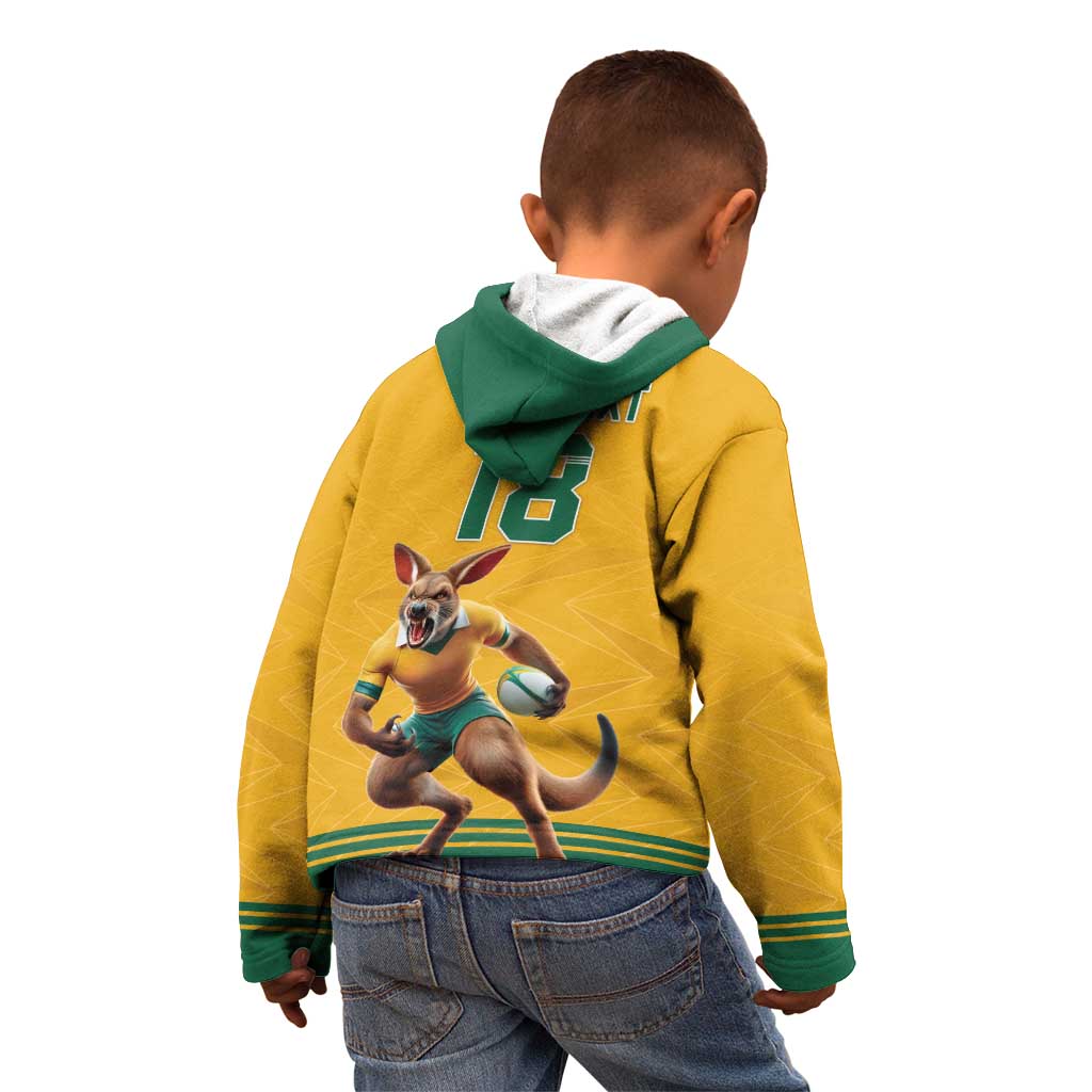 Custom Australia Rugby Kid Hoodie Wallabies Mascot Sporty Style - Wonder Print Shop